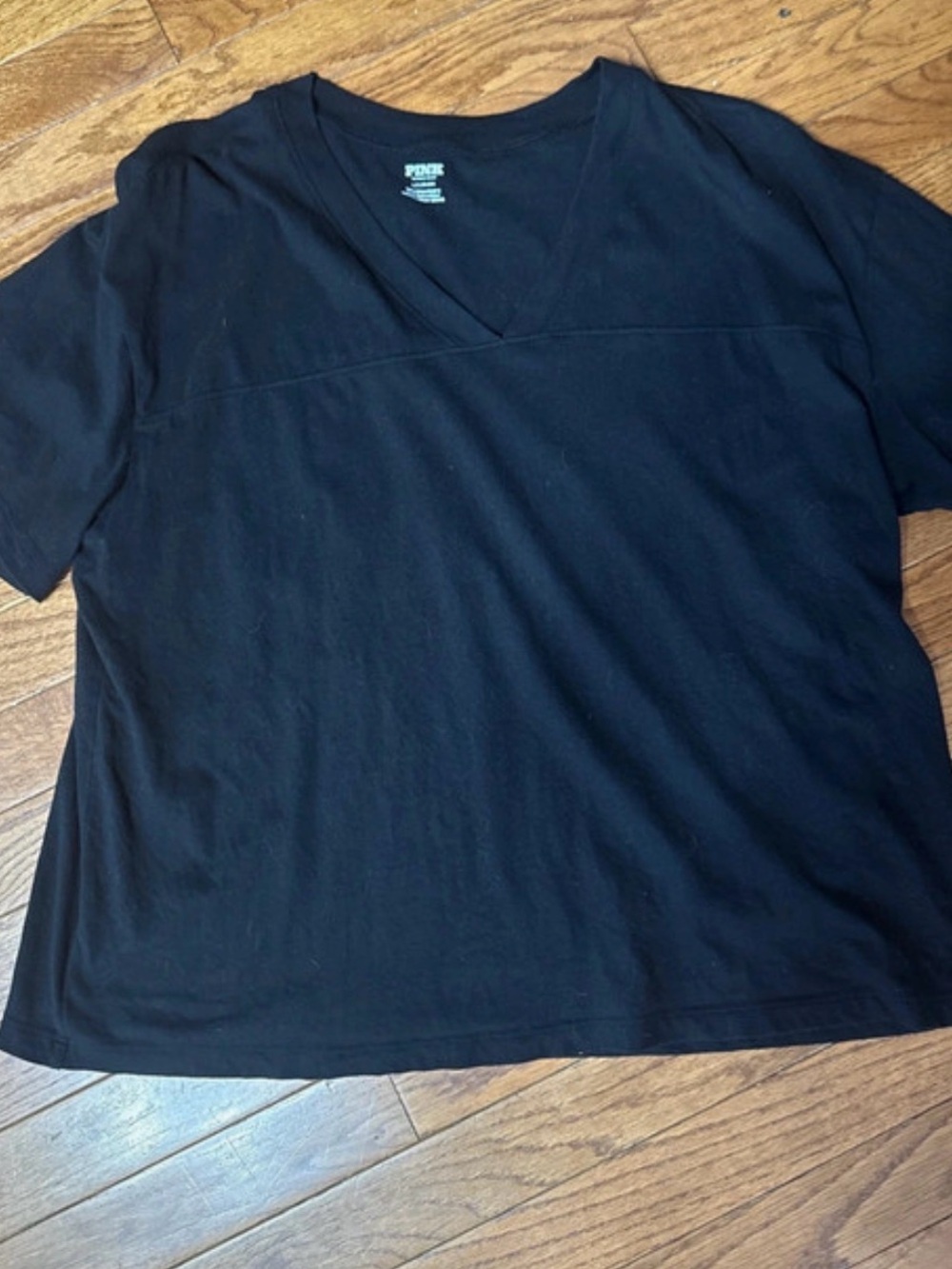 PINK Victoria's Secret Black V-Neck Short Sleeve Top